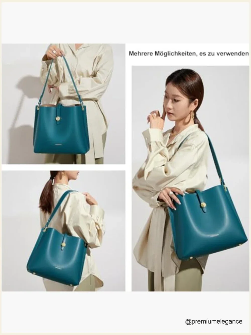 Genuine Leather Bucket Tote Bag Top Handle Shoulder Satchel
